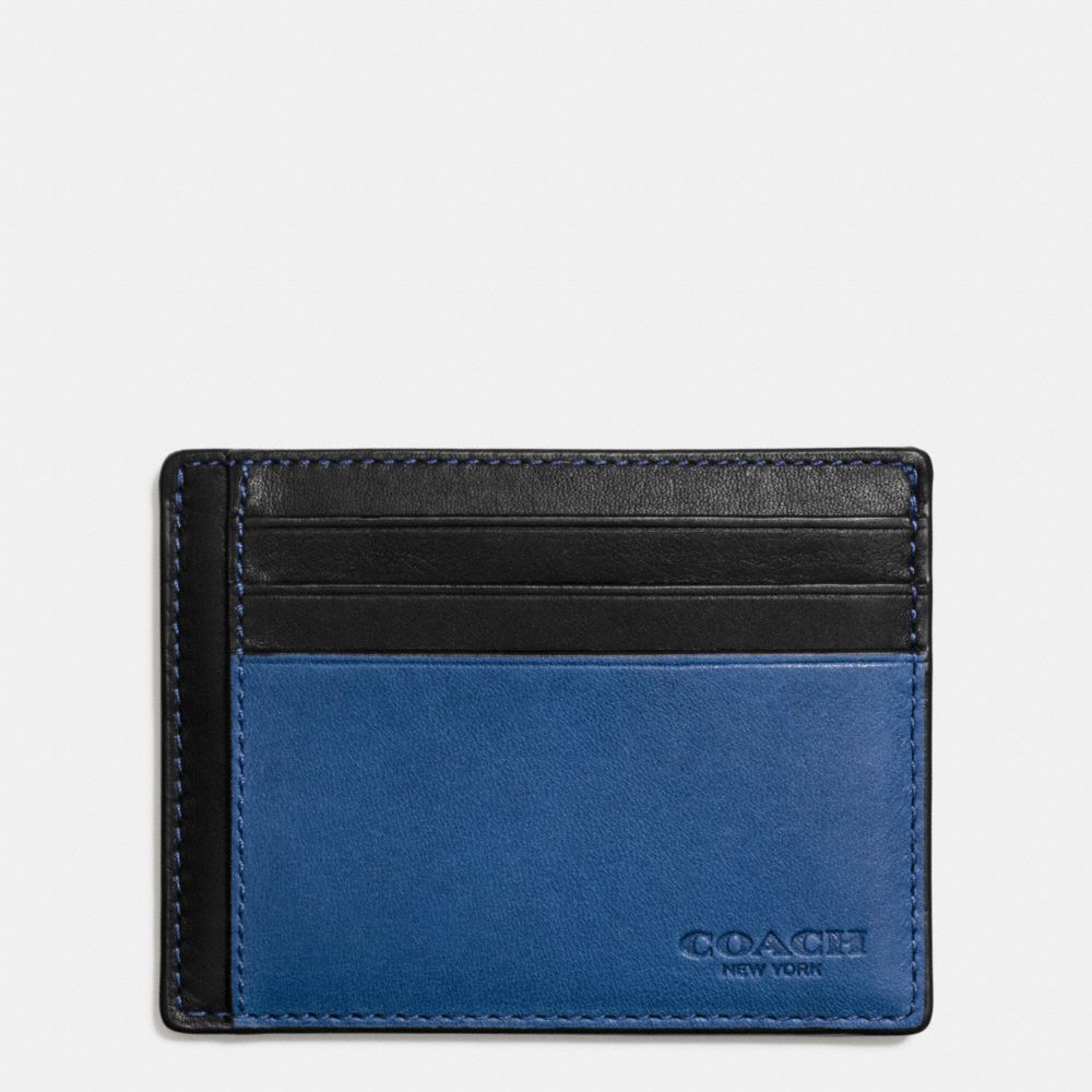 ID CARD CASE IN COLORBLOCK SPORT CALF LEATHER - DENIM/BLACK - COACH F74959