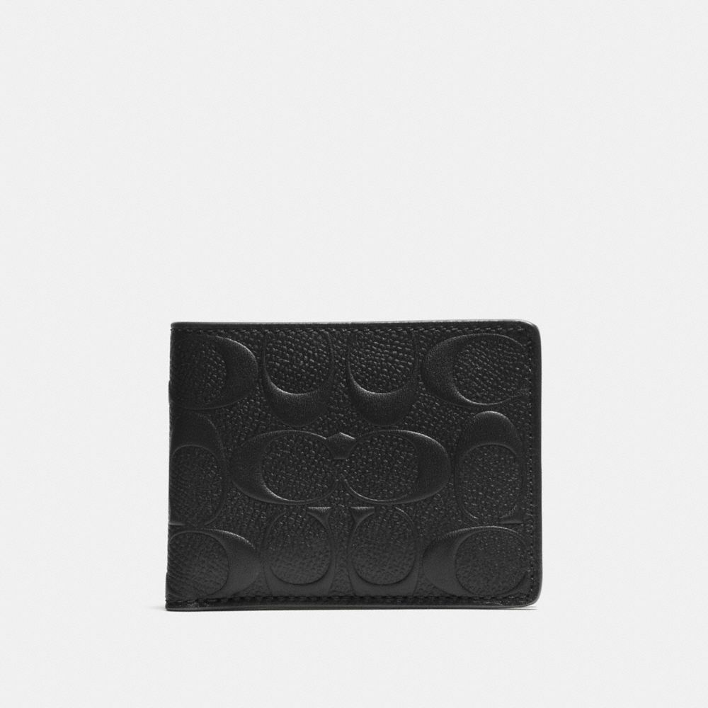 COACH F74962 SLIM BILLFOLD WALLET IN SIGNATURE LEATHER BLACK