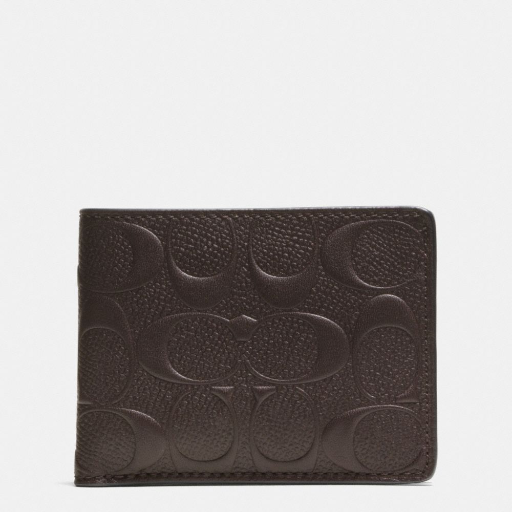 COACH F74962 Slim Billfold Wallet In Signature Crossgrain Leather MAHOGANY