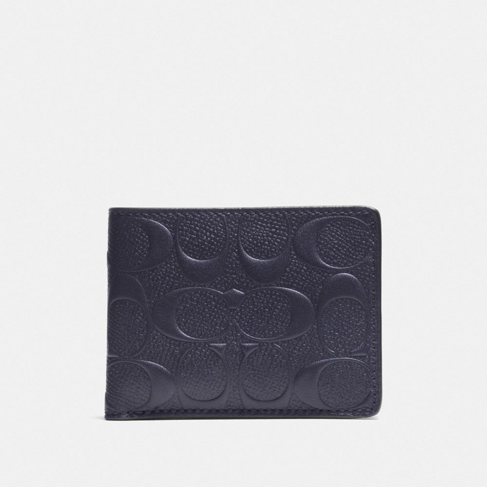 COACH F74962 SLIM BILLFOLD WALLET IN SIGNATURE LEATHER MIDNIGHT