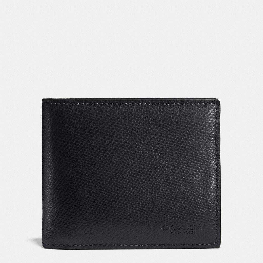 COACH COMPACT ID WALLET IN CROSSGRAIN LEATHER - MIDNIGHT NAVY - f74974