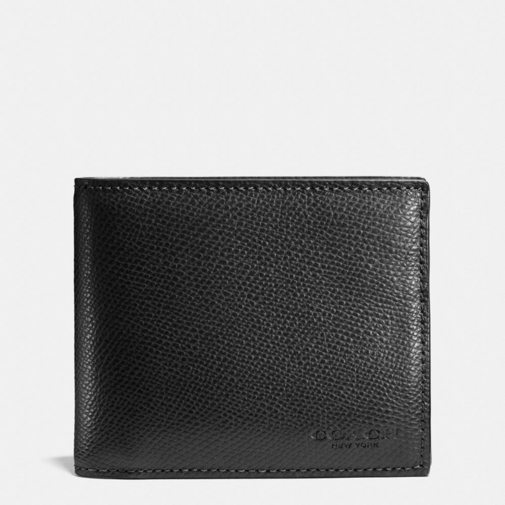 COMPACT ID IN CROSSGRAIN LEATHER - BLACK - COACH F74974