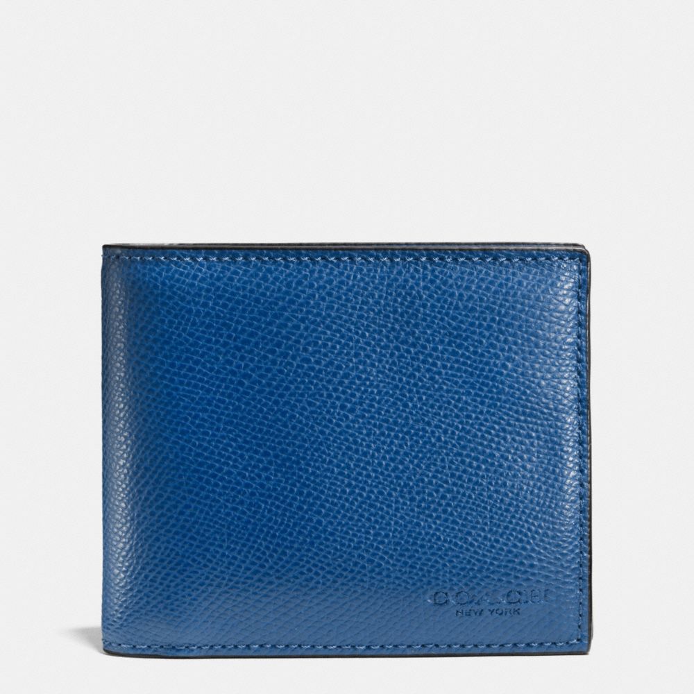 COMPACT ID IN CROSSGRAIN LEATHER - f74974 - DENIM