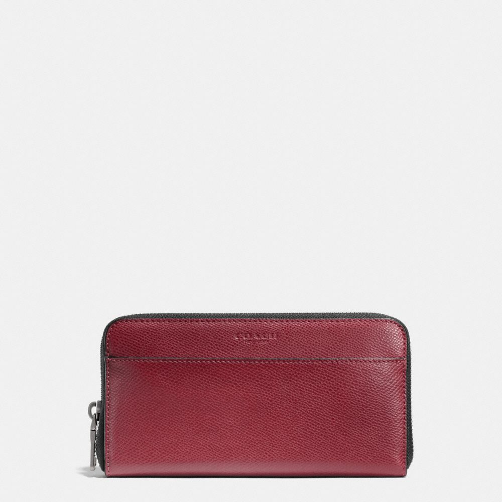 COACH f74977 ACCORDION WALLET IN CROSSGRAIN LEATHER BLACK CHERRY