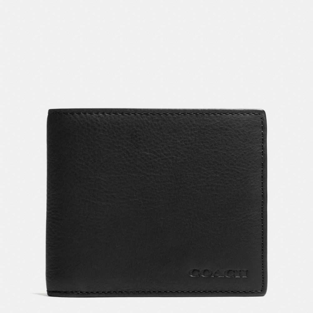 COACH F74980 COMPACT ID IN NOVELTY LEATHER -BLACK