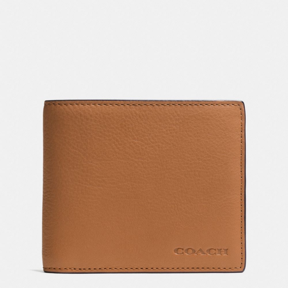 COACH F74980 COMPACT ID IN NOVELTY LEATHER -SADDLE