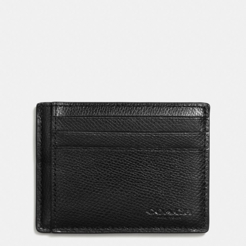 COACH F74983 Slim Card Case In Crossgrain Leather BLACK