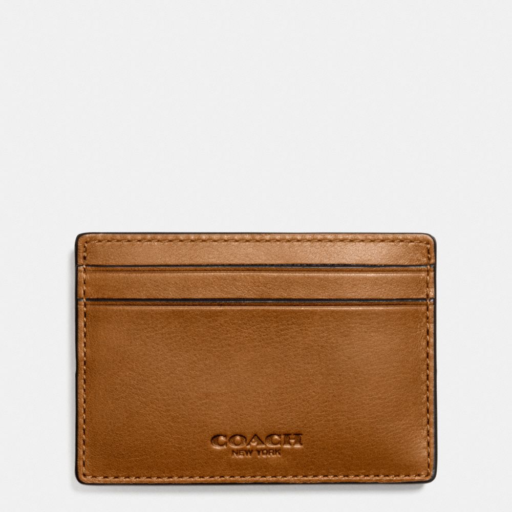 MONEY CLIP CARD CASE IN SPORT CALF LEATHER - f74985 - SADDLE