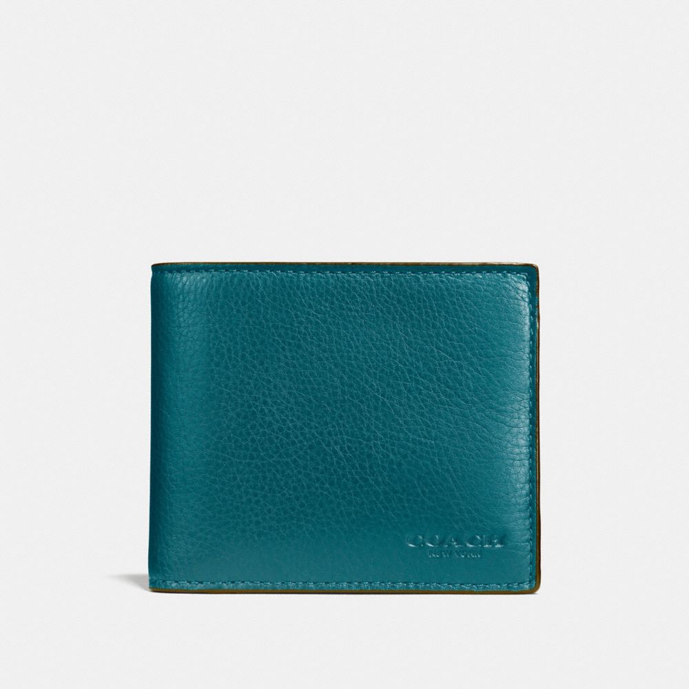 COACH COMPACT ID WALLET IN SPORT CALF LEATHER - ATLANTIC - f74991