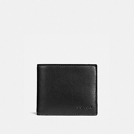 COACH COMPACT ID WALLET IN SPORT CALF LEATHER - BLACK - f74991