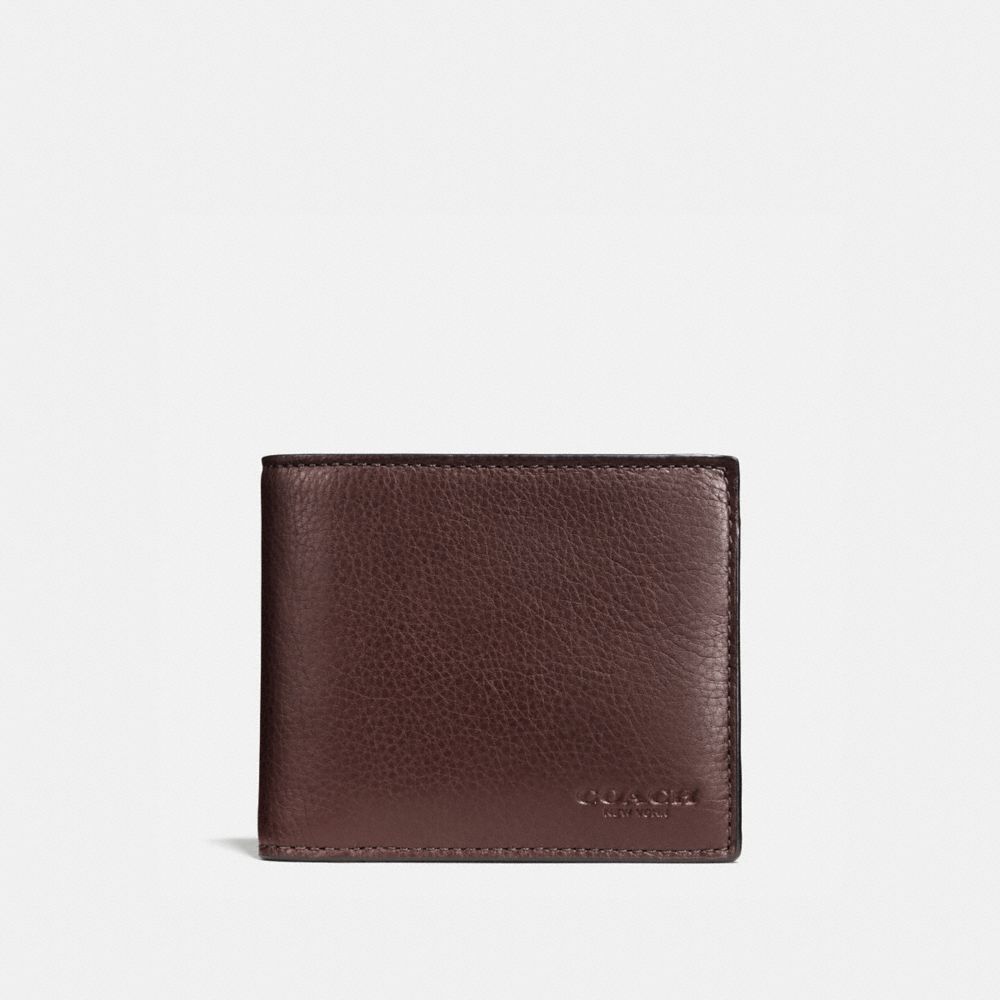 COMPACT ID WALLET IN SPORT CALF LEATHER - f74991 - MAHOGANY