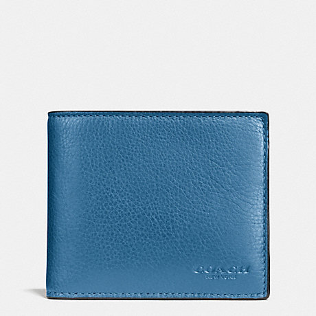 COACH F74991 COMPACT ID WALLET IN SPORT CALF LEATHER SLATE