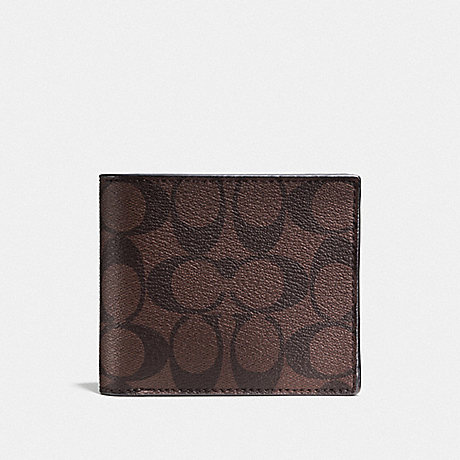 COACH COMPACT ID WALLET IN SIGNATURE - MAHOGANY/BROWN - f74993