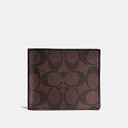 COACH F74993 Compact Id Wallet In Signature MAHOGANY/BROWN