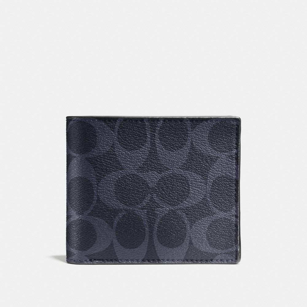 COACH F74993 Compact Id Wallet In Signature MIDNIGHT