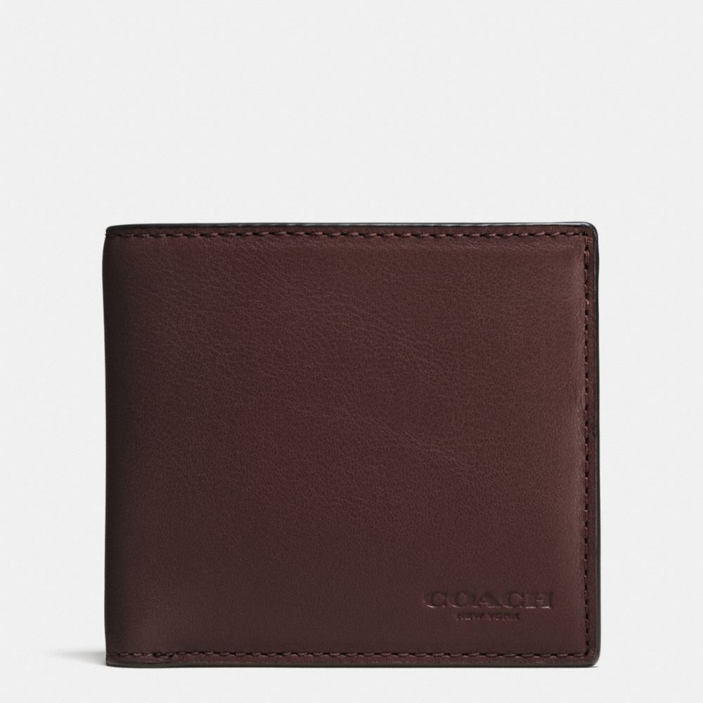 COACH f75003 COIN WALLET IN SPORT CALF LEATHER MAHOGANY