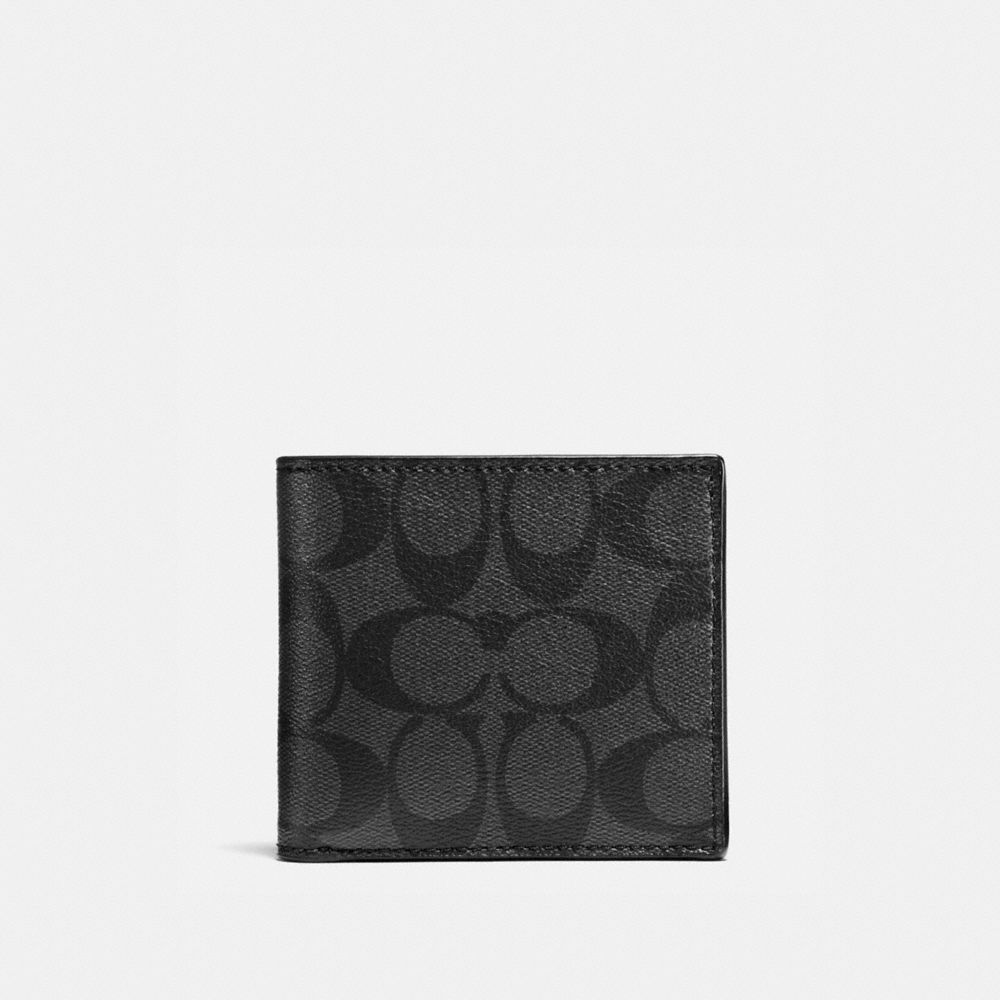 COACH COIN CASE IN SIGNATURE - CHARCOAL/BLACK - f75006