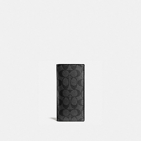 COACH F75013 BREAST POCKET WALLET IN SIGNATURE CHARCOAL/BLACK