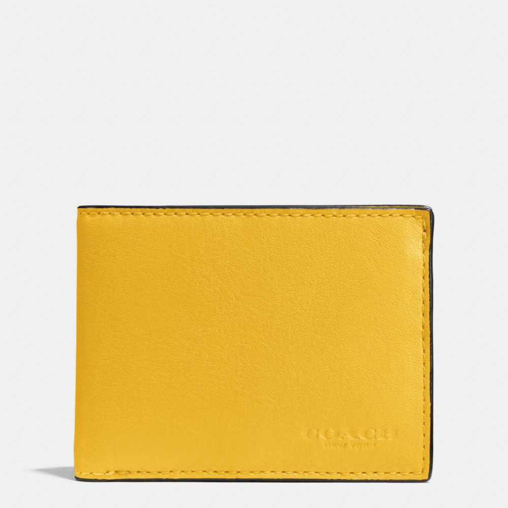 SLIM BILLFOLD ID WALLET IN SPORT CALF LEATHER - f75016 - BANANA