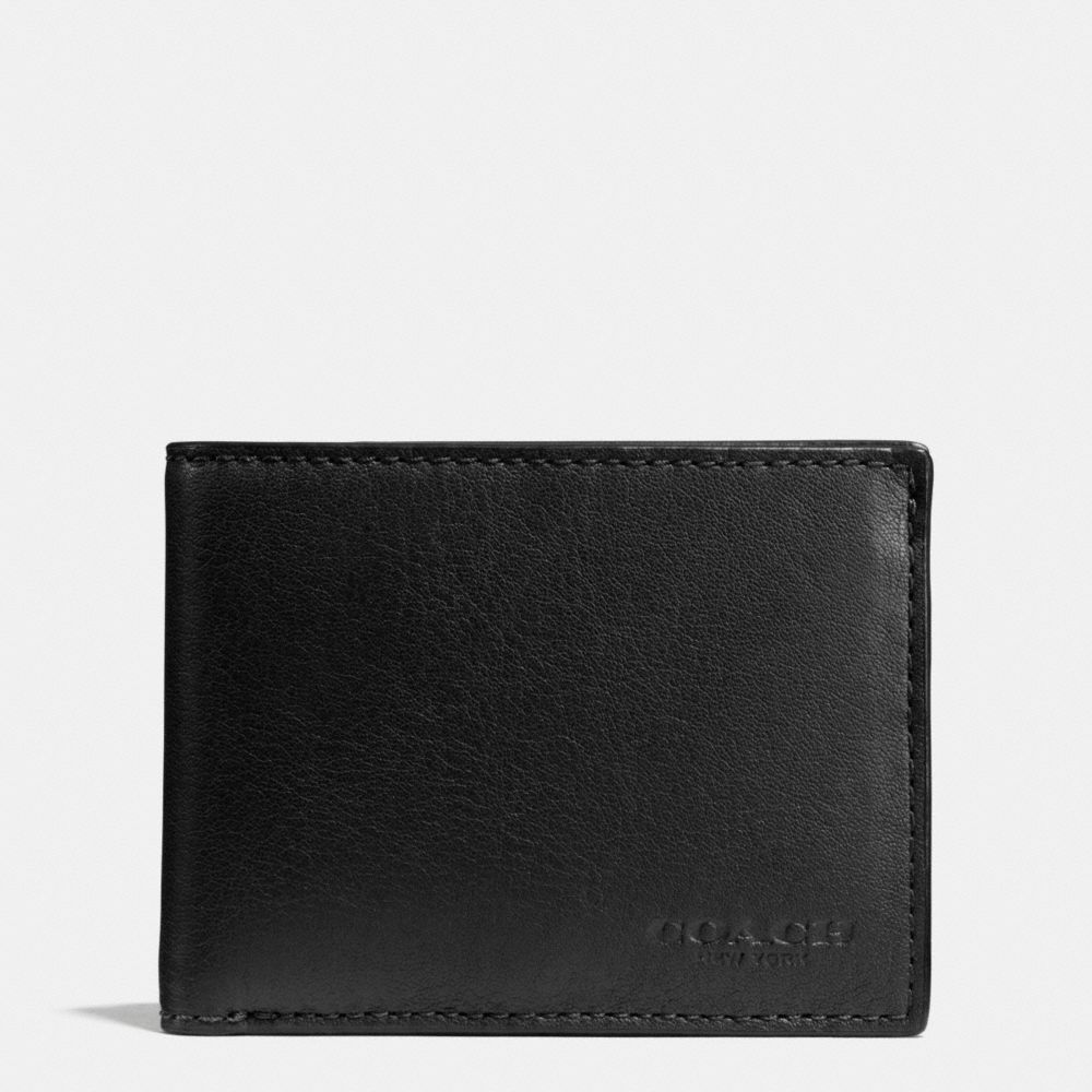 COACH F75016 Slim Billfold Id Wallet In Sport Calf Leather BLACK
