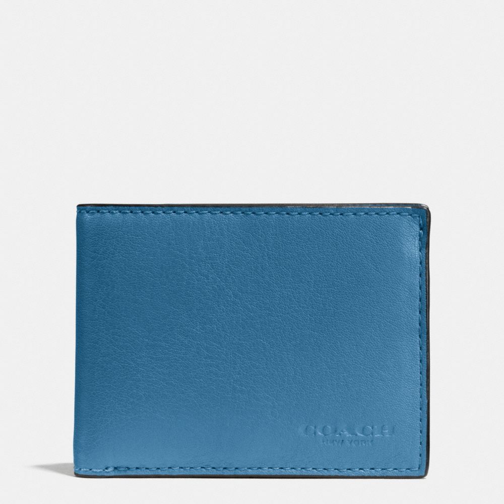 COACH f75016 SLIM BILLFOLD ID WALLET IN SPORT CALF LEATHER SLATE