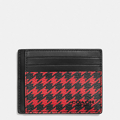 COACH SLIM CARD CASE IN PATTERN COATED CANVAS - RED HOUNDSTOOTH - f75021