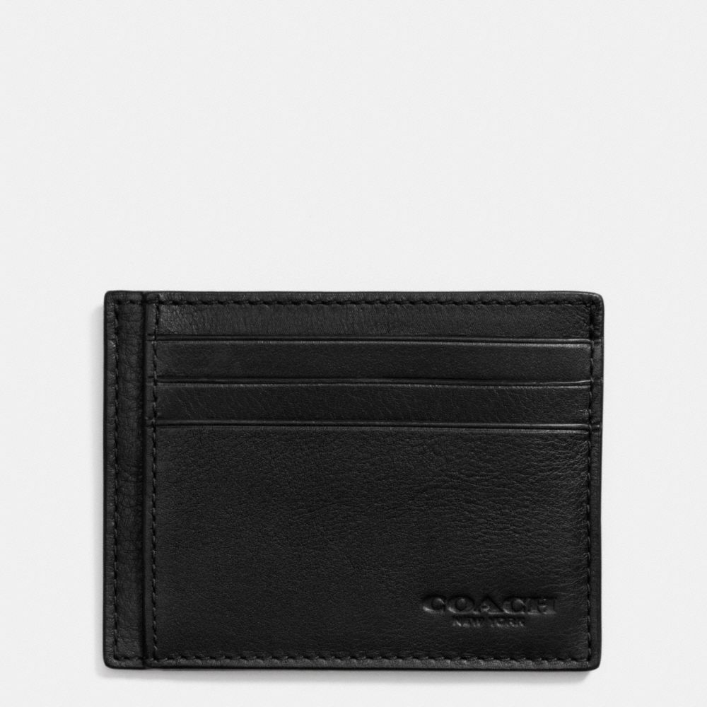 COACH SLIM CARD CASE IN SPORT CALF LEATHER - BLACK - f75022