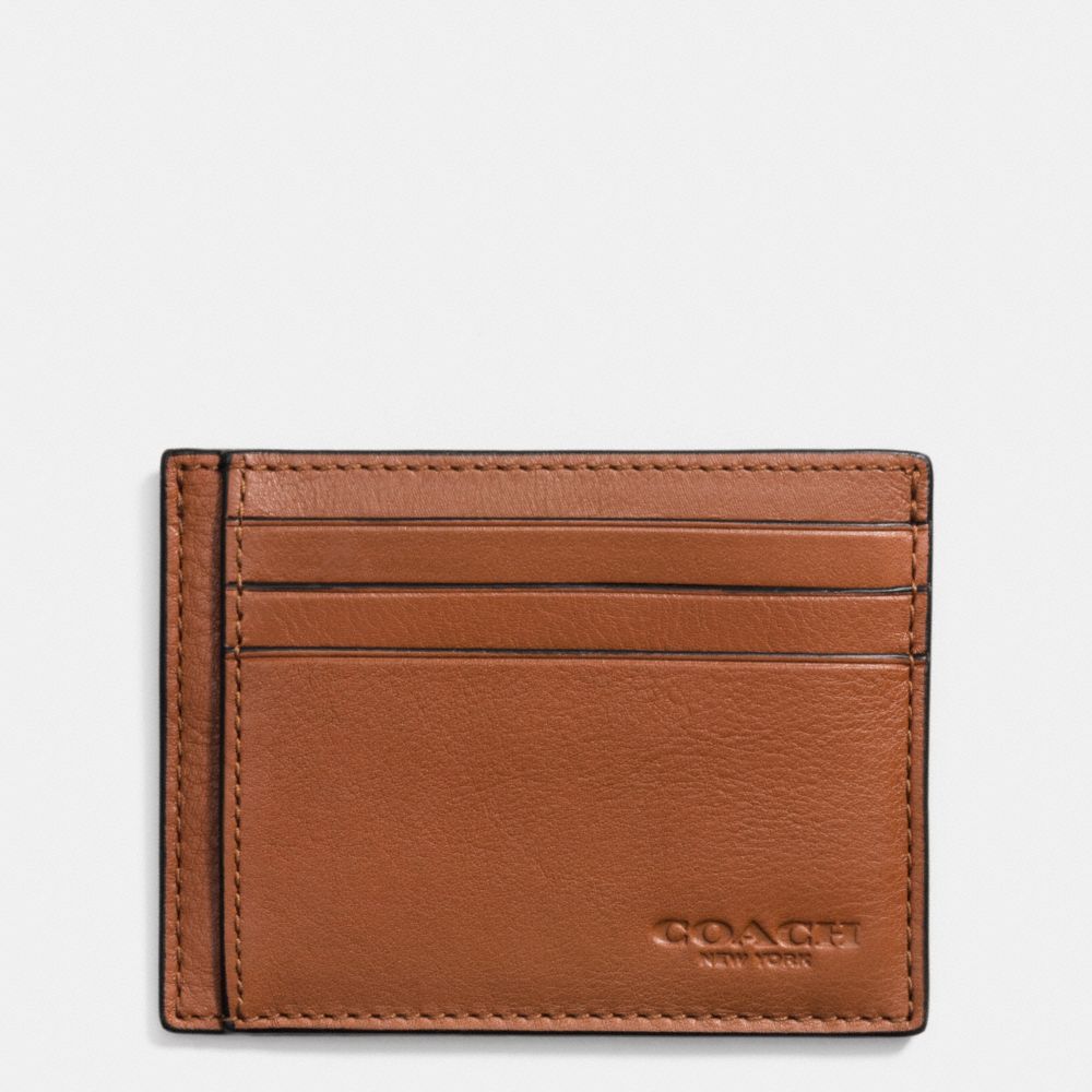 COACH SLIM CARD CASE IN SPORT CALF LEATHER - SADDLE - f75022