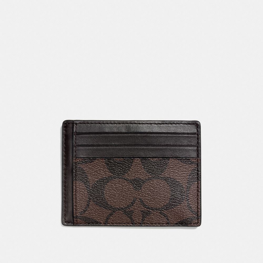 SLIM ID CARD CASE IN SIGNATURE - MAHOGANY/BROWN - COACH F75027