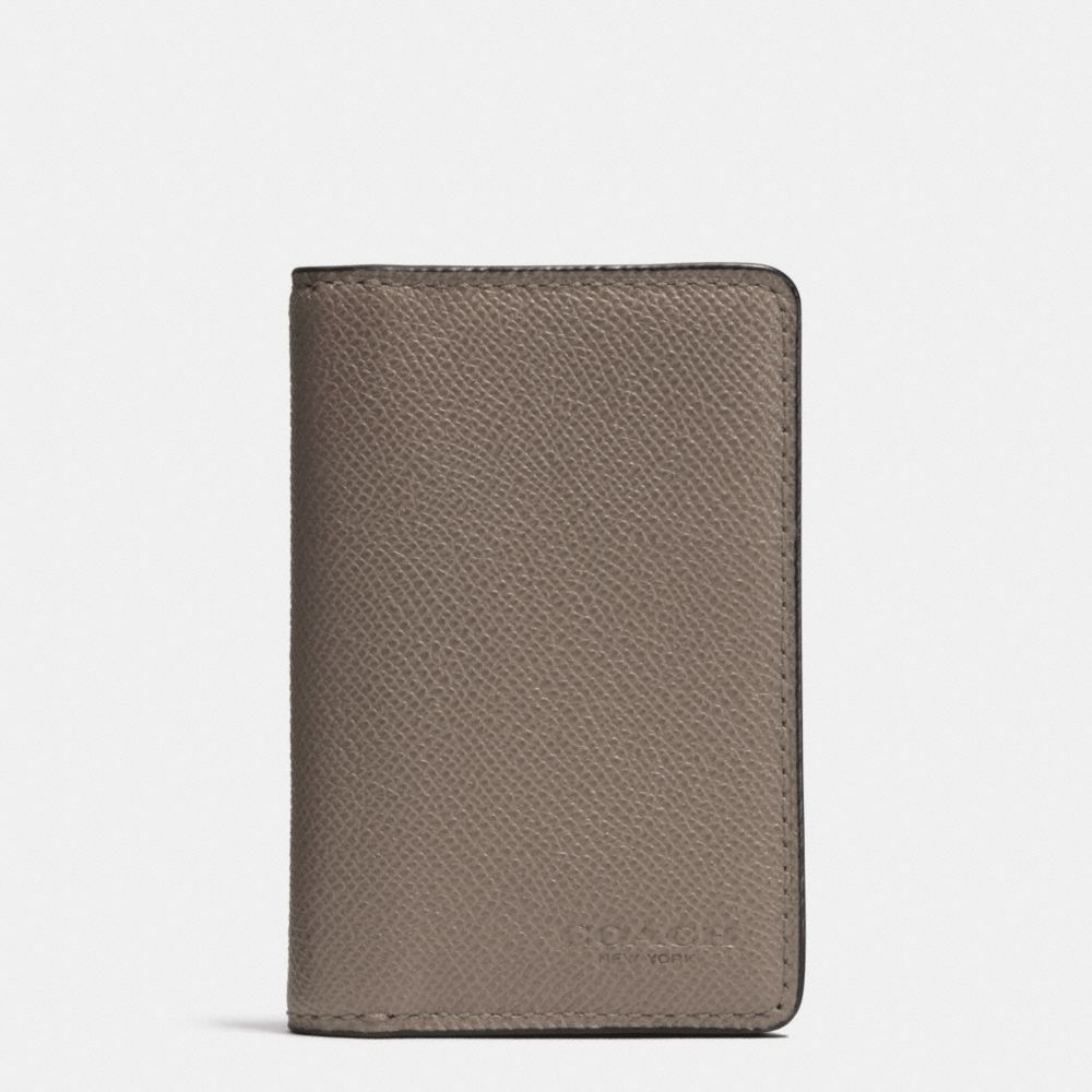 COACH F75064 Card Wallet In Crossgrain Leather FOG