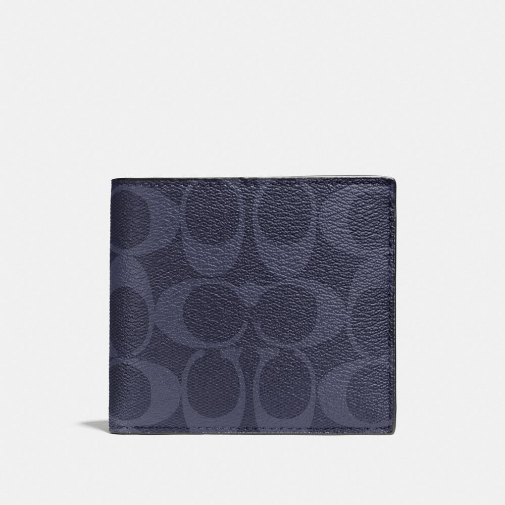 COACH DOUBLE BILLFOLD WALLET IN SIGNATURE - DENIM - f75083