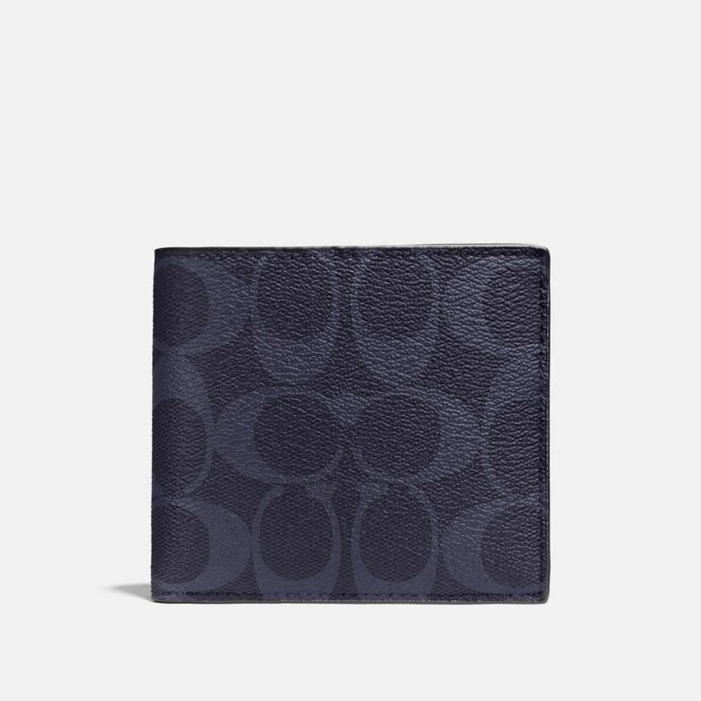 COACH F75083 Double Billfold Wallet In Signature MIDNIGHT