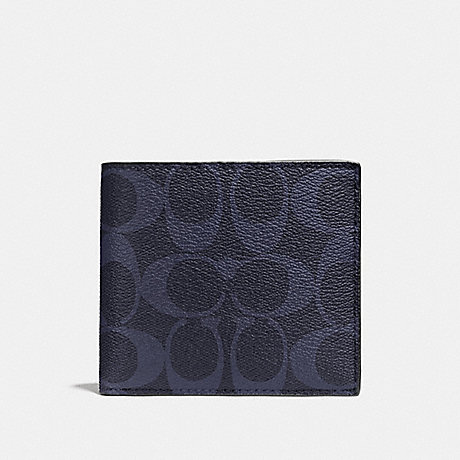 COACH F75083 DOUBLE BILLFOLD WALLET IN SIGNATURE MIDNIGHT