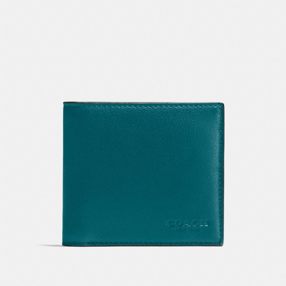 COACH F75084 - DOUBLE BILLFOLD WALLET IN CALF LEATHER ATLANTIC