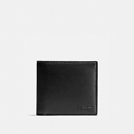 COACH DOUBLE BILLFOLD WALLET IN CALF LEATHER - BLACK - f75084