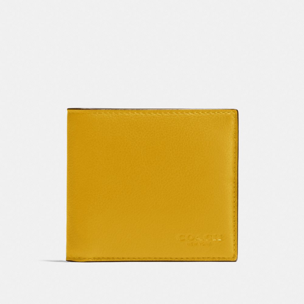 COACH DOUBLE BILLFOLD WALLET IN CALF LEATHER - FLAX - f75084