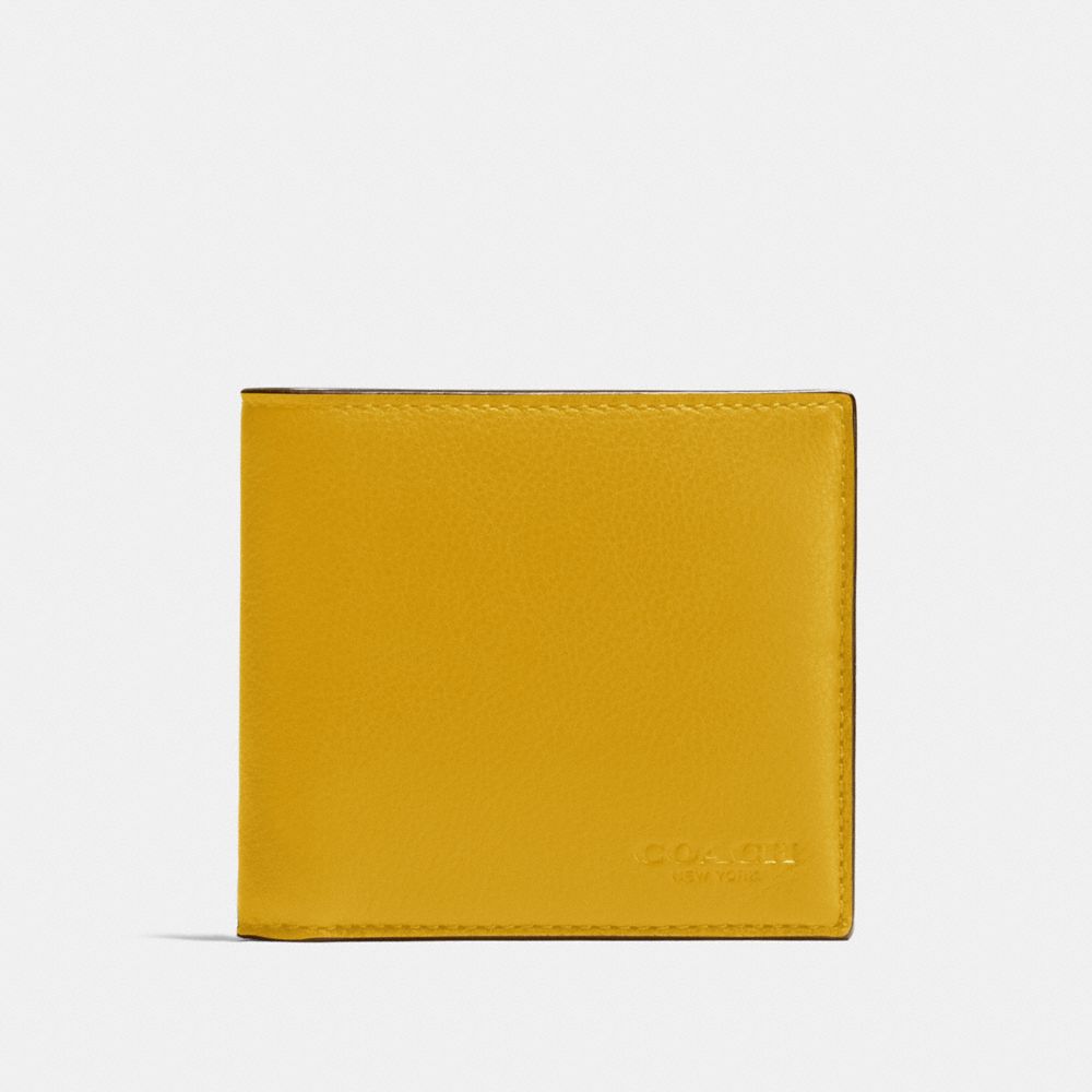 COACH F75084 - DOUBLE BILLFOLD WALLET IN CALF LEATHER FLAX