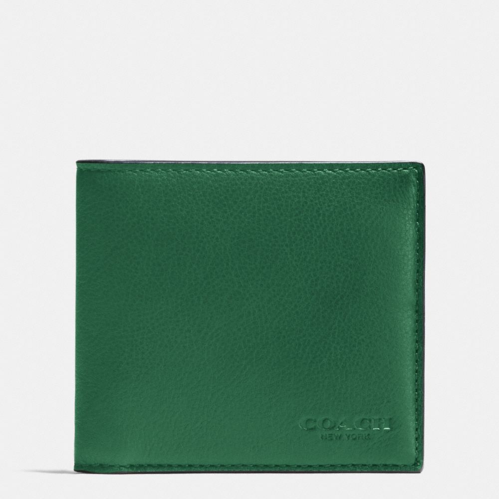 COACH F75084 Double Billfold Wallet In Calf Leather GRASS