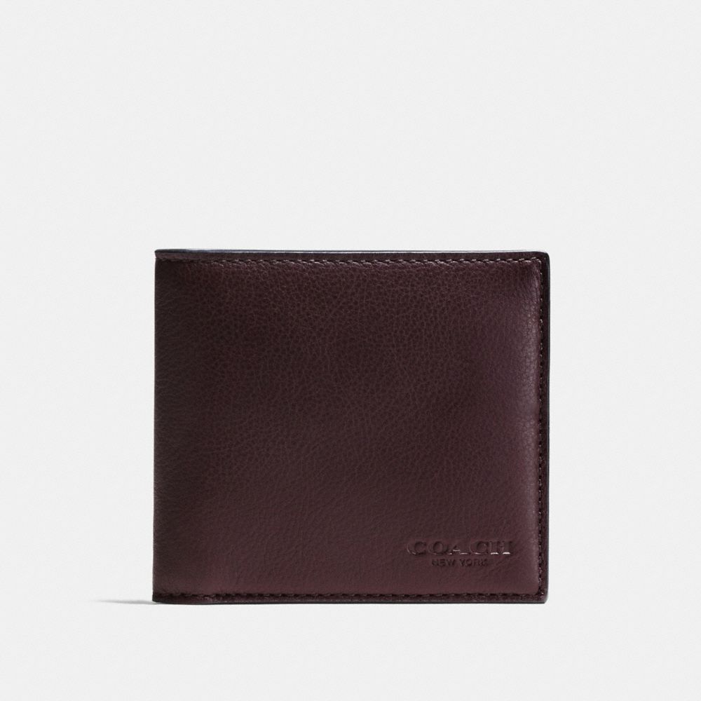 COACH F75084 Double Billfold Wallet In Calf Leather MAHOGANY