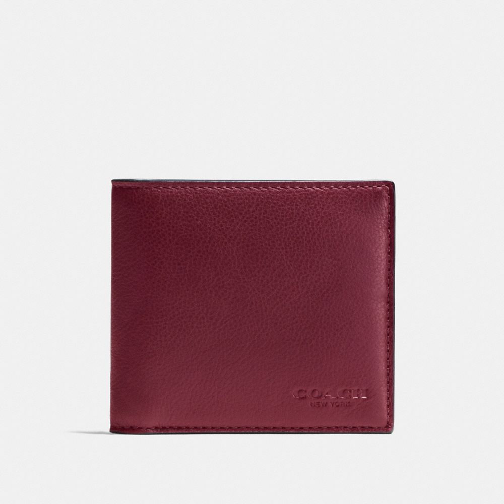 DOUBLE BILLFOLD WALLET - COACH F75084 - CARDINAL/BLACK ANTIQUE NICKEL