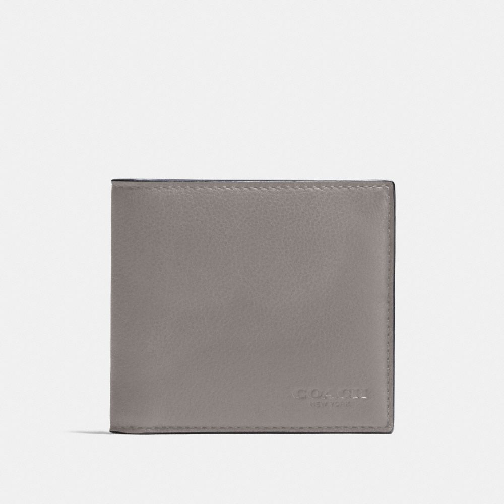 COACH F75084 Double Billfold Wallet HEATHER GREY/BLACK ANTIQUE NICKEL