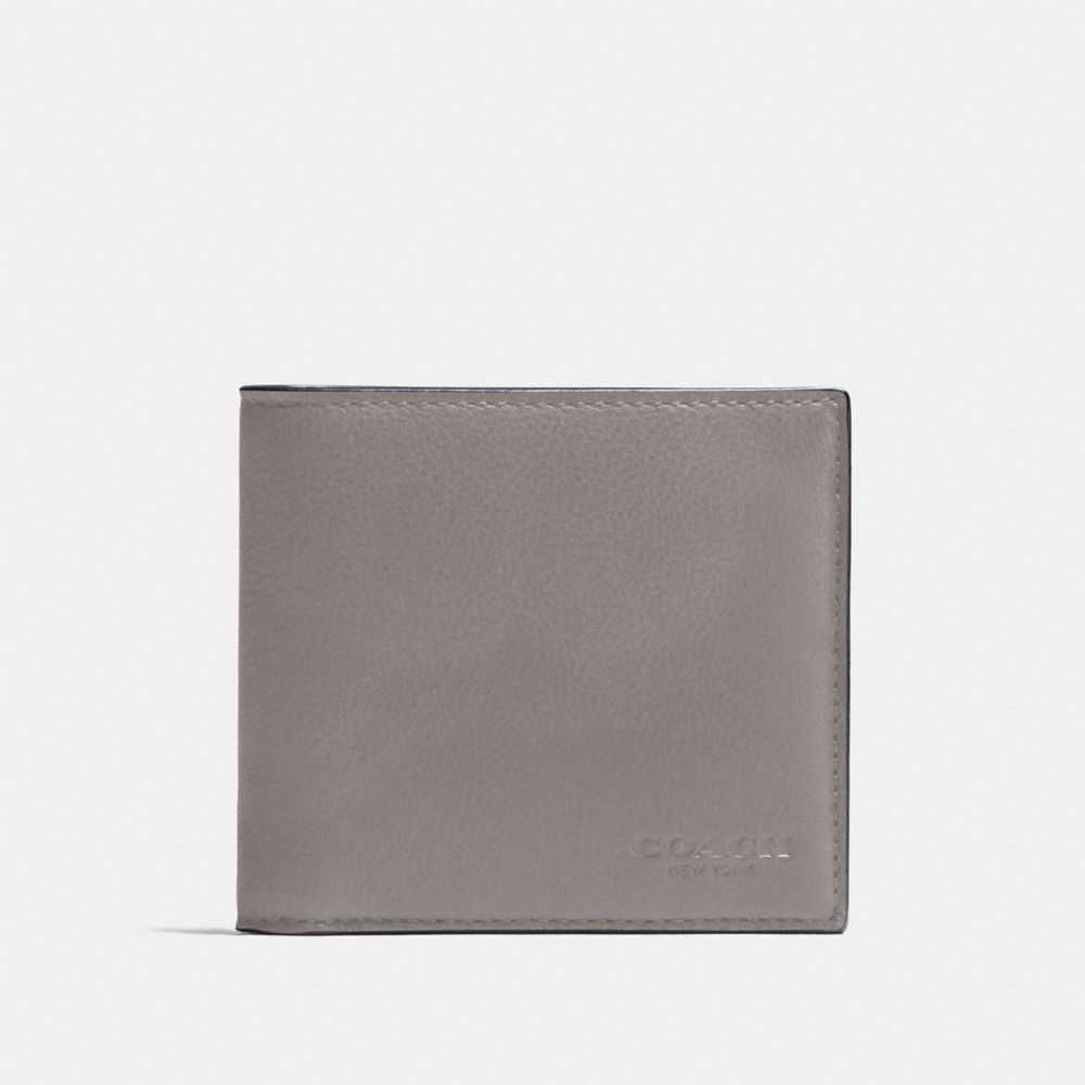 COACH F75084 DOUBLE BILLFOLD WALLET HEATHER GREY/BLACK ANTIQUE NICKEL