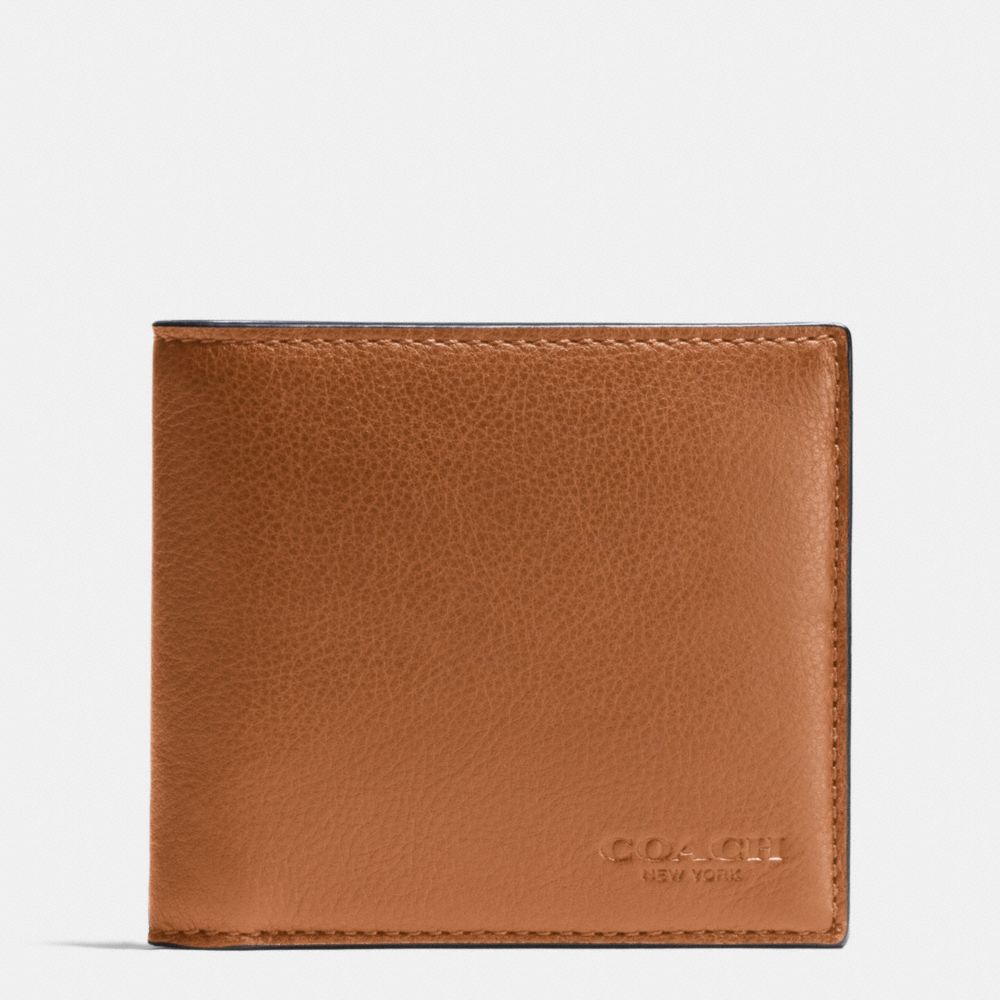 COACH F75084 - DOUBLE BILLFOLD WALLET IN CALF LEATHER - SADDLE | COACH MEN