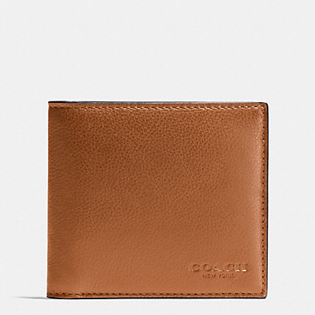 COACH DOUBLE BILLFOLD WALLET IN CALF LEATHER - SADDLE - f75084