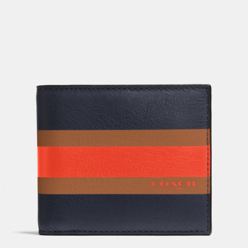 COACH F75086 - COMPACT ID WALLET IN VARSITY CALF LEATHER MIDNIGHT NAVY