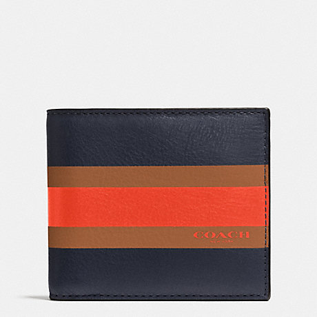 COACH f75086 COMPACT ID WALLET IN VARSITY CALF LEATHER MIDNIGHT NAVY