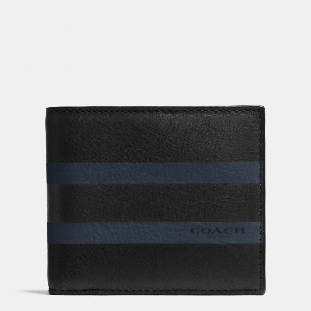 COACH COMPACT ID WALLET IN VARSITY CALF LEATHER - BLACK - f75086