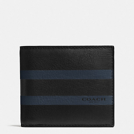 COACH F75086 COMPACT ID WALLET IN VARSITY CALF LEATHER BLACK
