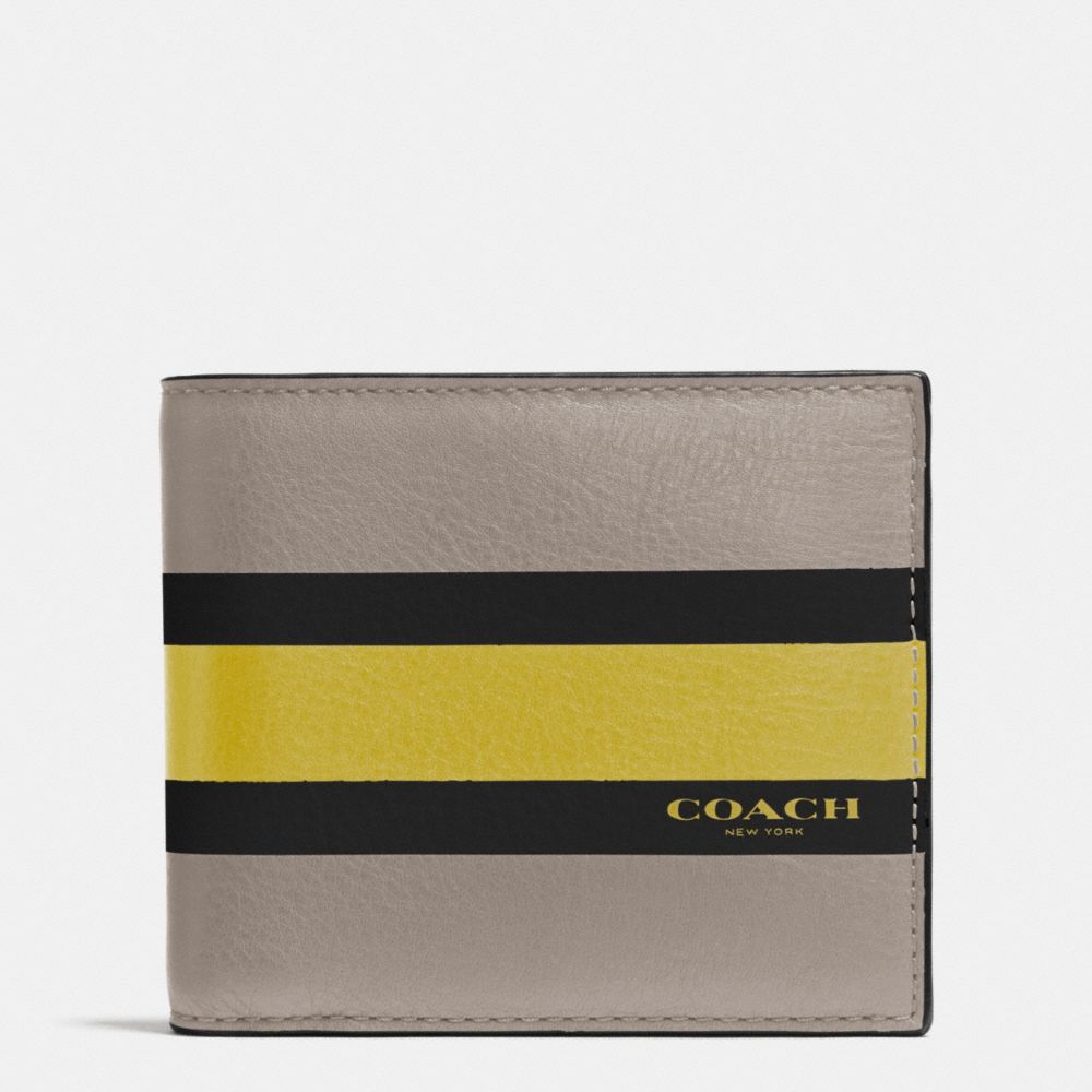 COACH f75086 COMPACT ID WALLET IN VARSITY CALF LEATHER FOG