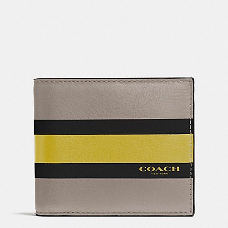 COACH COMPACT ID WALLET IN VARSITY CALF LEATHER - FOG - f75086
